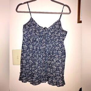 💜Express Blue and White Ruffled Floral Camisole